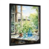 Green and blue countryside window Charm I - Farm Canvas Wall Art