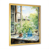 Green and blue countryside window Charm I - Farm Canvas Wall Art