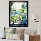 Green and blue countryside window Charm II - Farm Canvas Wall Art