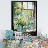 Green and blue countryside window Charm III - Farm Canvas Wall Art