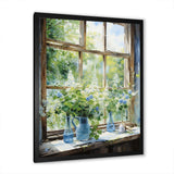 Green and blue countryside window Charm III - Farm Canvas Wall Art