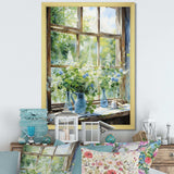 Green and blue countryside window Charm III - Farm Canvas Wall Art