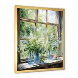 Green and blue countryside window Charm III - Farm Canvas Wall Art