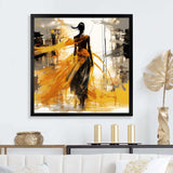 Black and yellow wind fashion woman  - Fashion Canvas Wall Art