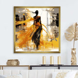 Black and yellow wind fashion woman  - Fashion Canvas Wall Art