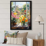 summer flowers window view at the farm I - Floral Canvas Wall Art