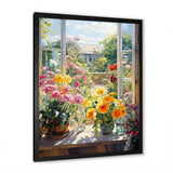 summer flowers window view at the farm I - Floral Canvas Wall Art