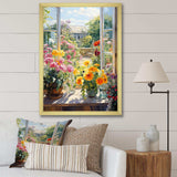 summer flowers window view at the farm I - Floral Canvas Wall Art