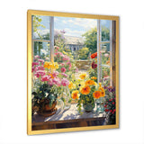 summer flowers window view at the farm I - Floral Canvas Wall Art