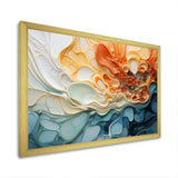 Blue and orange Ink Cascade fluid - Abstract Canvas Wall Art