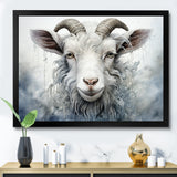 White Grazing Goat portrait - Goat Wall Art Prints