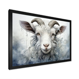 White Grazing Goat portrait - Goat Wall Art Prints