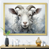 White Grazing Goat portrait - Goat Wall Art Prints
