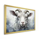 White Grazing Goat portrait - Goat Wall Art Prints
