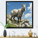 Mountain goat portrait adventure - Goat Framed Canvas Art