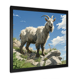 Mountain goat portrait adventure - Goat Framed Canvas Art