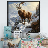 Minimalist goat winter mountain adventure - Animals Canvas Wall Art