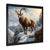 Minimalist goat winter mountain adventure - Animals Canvas Wall Art