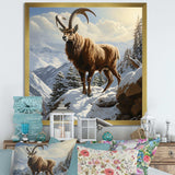 Minimalist goat winter mountain adventure - Animals Canvas Wall Art