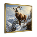 Minimalist goat winter mountain adventure - Animals Canvas Wall Art