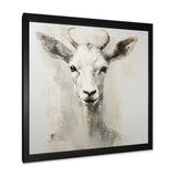 White Echoes of the Alpine goat portrait - Goat Large Canvas Wall Art