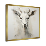 White Echoes of the Alpine goat portrait - Goat Large Canvas Wall Art