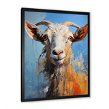 White and blue pop art goat portrait - Goat Bedroom Wall Art
