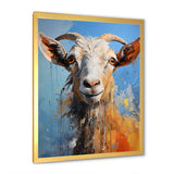 White and blue pop art goat portrait - Goat Bedroom Wall Art