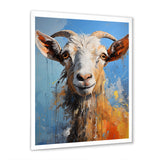 White and blue pop art goat portrait - Goat Bedroom Wall Art