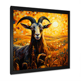 Yellow Sunset meadow goat - Goat Canvas Wall Art