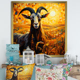 Yellow Sunset meadow goat - Goat Canvas Wall Art