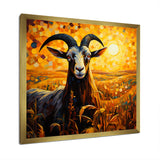 Yellow Sunset meadow goat - Goat Canvas Wall Art