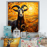 Yellow Sunset meadow goat - Goat Canvas Wall Art