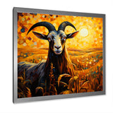 Yellow Sunset meadow goat - Goat Canvas Wall Art