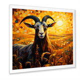 Yellow Sunset meadow goat - Goat Canvas Wall Art