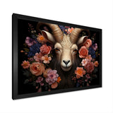 Pink and purple floral goat portrait - Goat Wall Decor