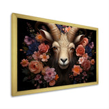 Pink and purple floral goat portrait - Goat Wall Decor