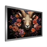 Pink and purple floral goat portrait - Goat Wall Decor