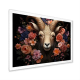 Pink and purple floral goat portrait - Goat Wall Decor