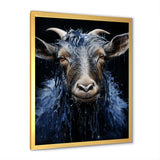Blue celestial goat portrait - Goat Home Decor Art