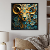 Yellow Capricorn goat blooms - Goat Bedroom Wall Art