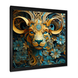 Yellow Capricorn goat blooms - Goat Bedroom Wall Art