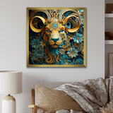 Yellow Capricorn goat blooms - Goat Bedroom Wall Art