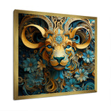 Yellow Capricorn goat blooms - Goat Bedroom Wall Art