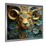 Yellow Capricorn goat blooms - Goat Bedroom Wall Art