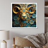Yellow Capricorn goat blooms - Goat Bedroom Wall Art