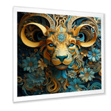 Yellow Capricorn goat blooms - Goat Bedroom Wall Art