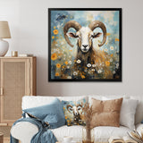 Yellow goat blooms in meadow flowers - Goat Canvas Wall Art