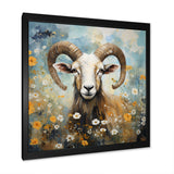 Yellow goat blooms in meadow flowers - Goat Canvas Wall Art