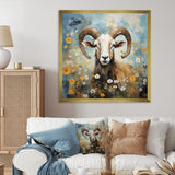 Yellow goat blooms in meadow flowers - Goat Canvas Wall Art